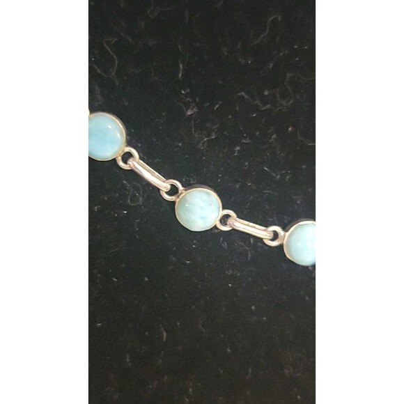 Natural Larimar necklace in 925 Sterling Silver 18" w/ 22 D.R. Larimar gemstones - Picture 13 of 16